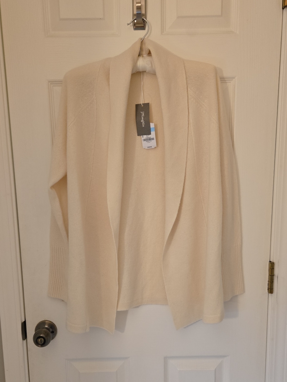 J. McLaughlin Cream Open-Front Women's Cardigan